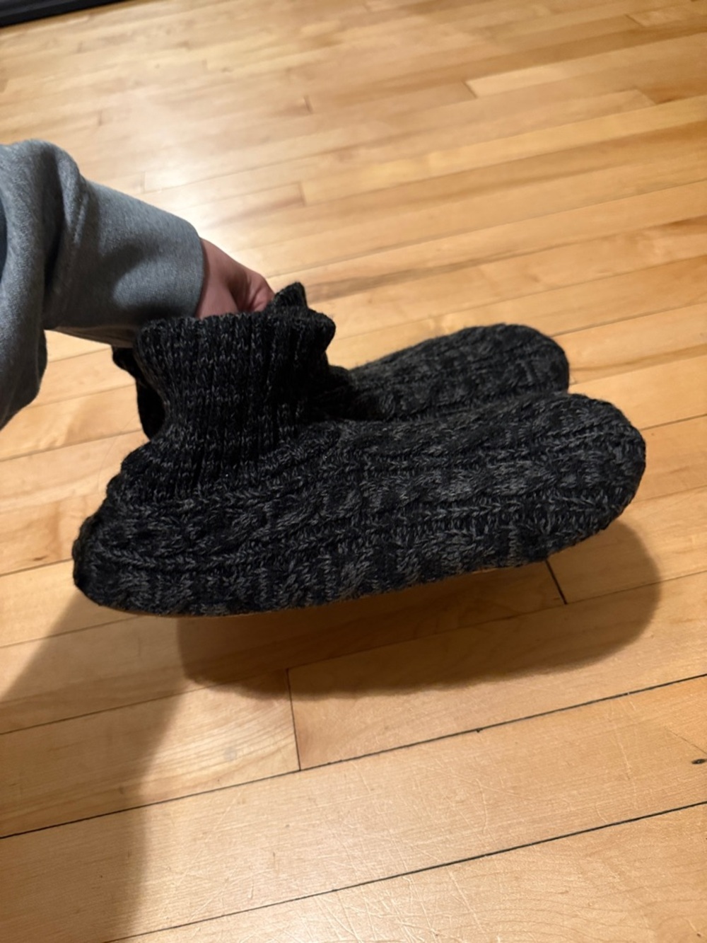 Cozy Knit Slipper Socks - Dark Heather Gray